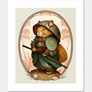 Whiskered Warrior Samurai Vole Posters and Art